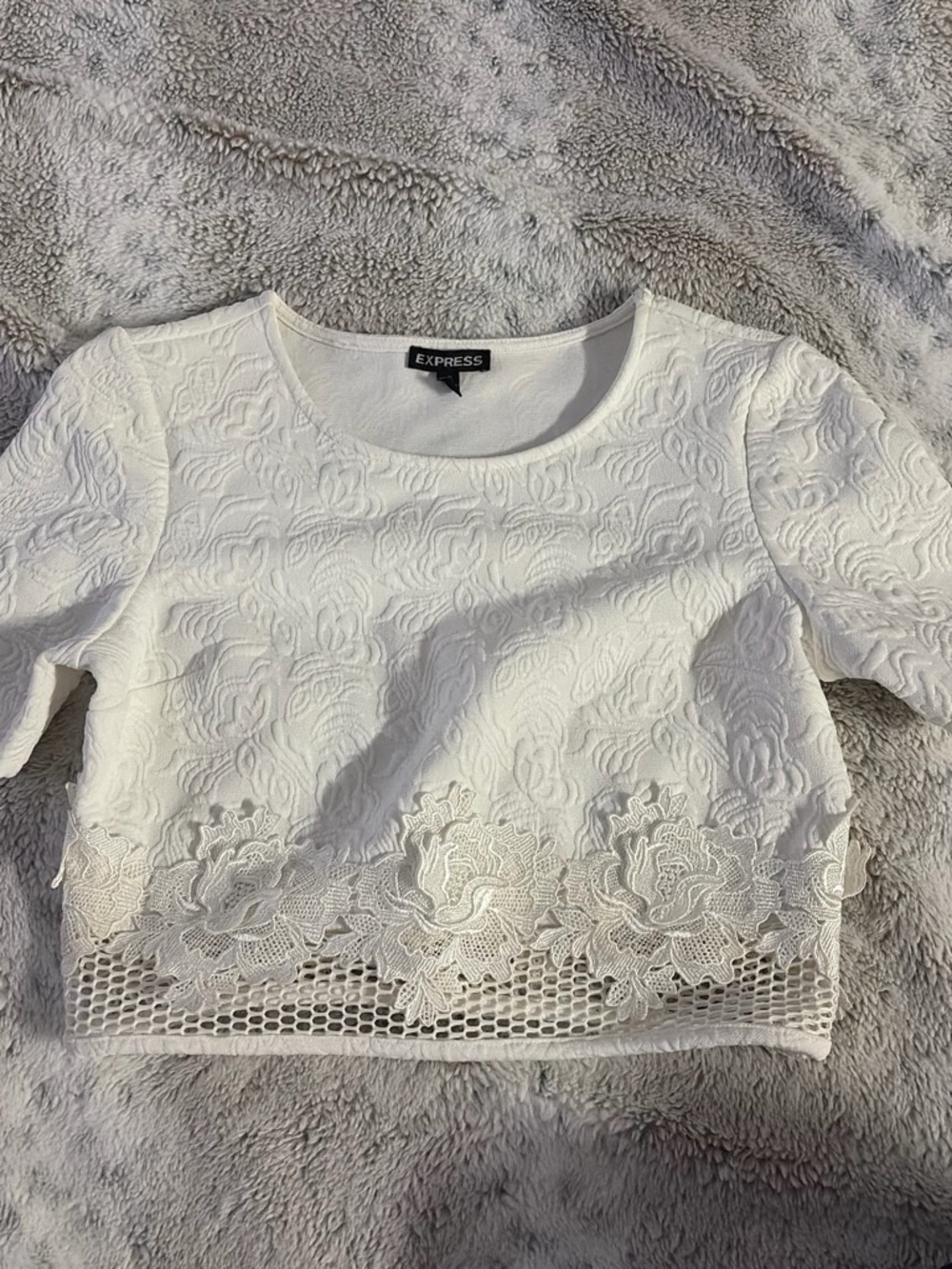 Express White Lace Crochet Crop Top